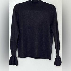 Black sparkle mock neck top